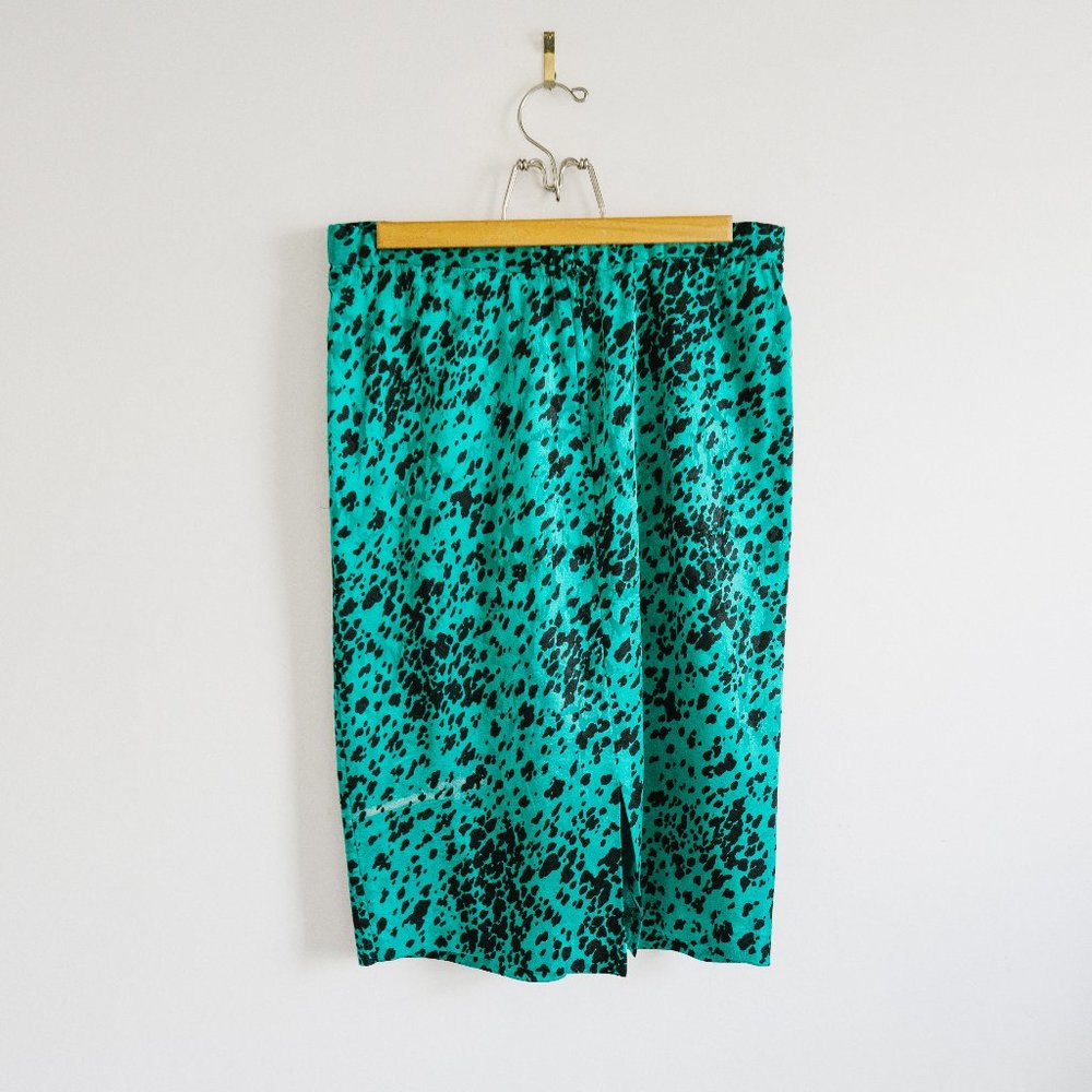 Vintage Turquoise Vintage Animal print pencil skirt
